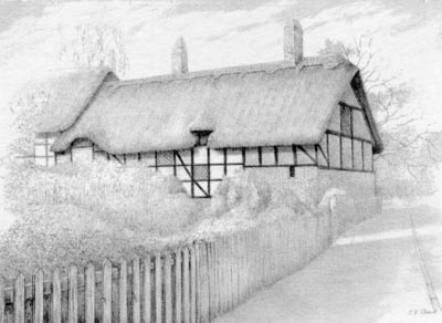 Anne Hathaways Cottage, England - Pencil Study by Isabel Clark