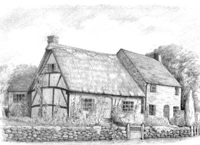 Thatched Cottage, Stoneleigh, England - Pencil Study