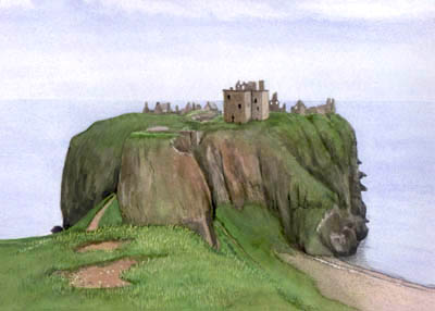 Dunnottar Castle, Scotland - Watercolours by Isabel Clark